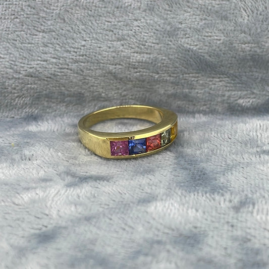 R0704 18ct Multi Sapphire Five stone channel set 1.63ct AV960