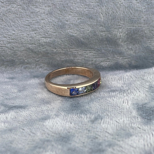 R0739 9ct Sapphires Rose Gold channesl set 3mm princess cut Sapphires