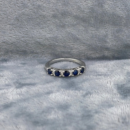 R0823 9ct Sapphire and Diamond half hoop ring