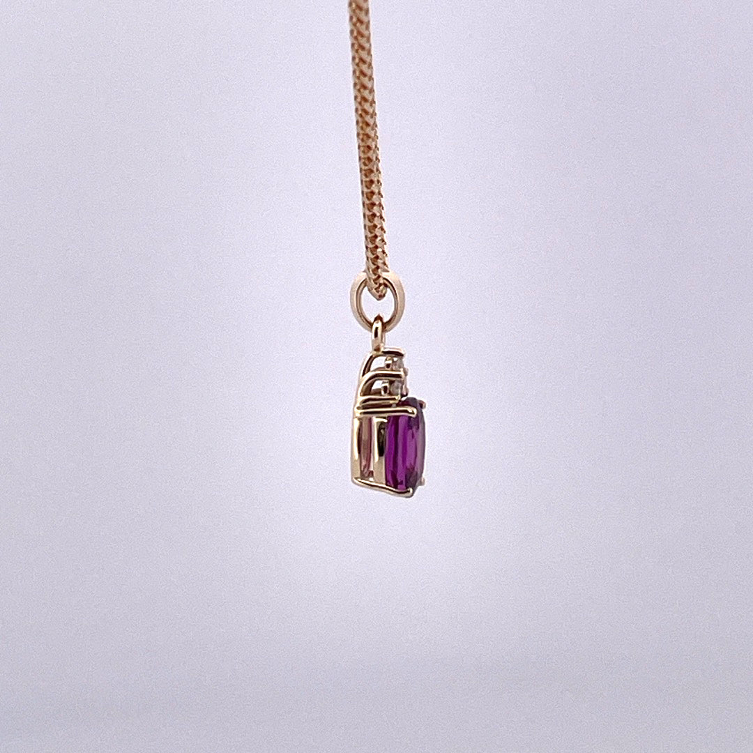 P2651 Almandine Garnet and Diamond pendant