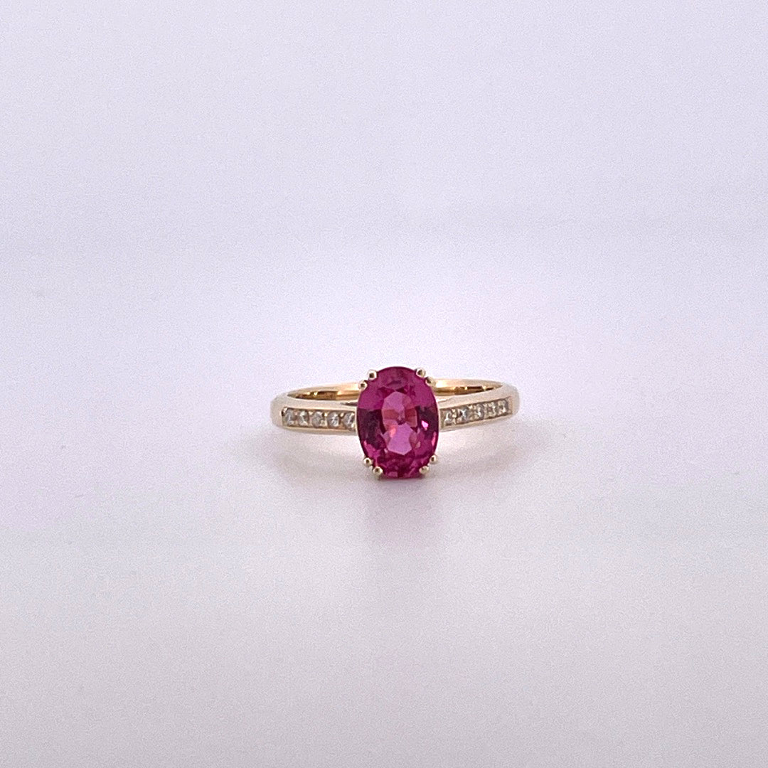 R0838 Pink Tourmaline and Diamond ring