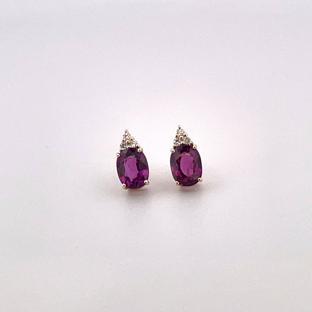 E3858 Almandine Garnet and Diamond stud earrings