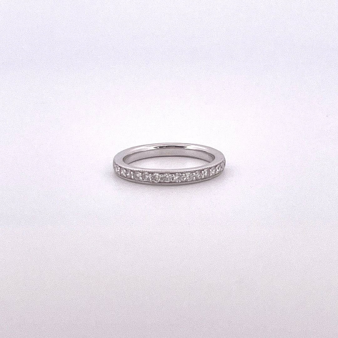 R0764 18ct Diamond White gold mill grained half hoop 0.40ct R5022FI/S