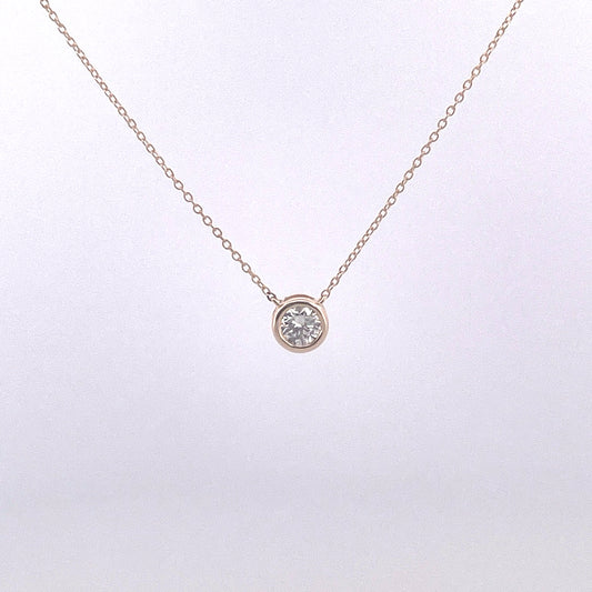 P2775 9ct Gold Rubover set lab grown Diamond pendant