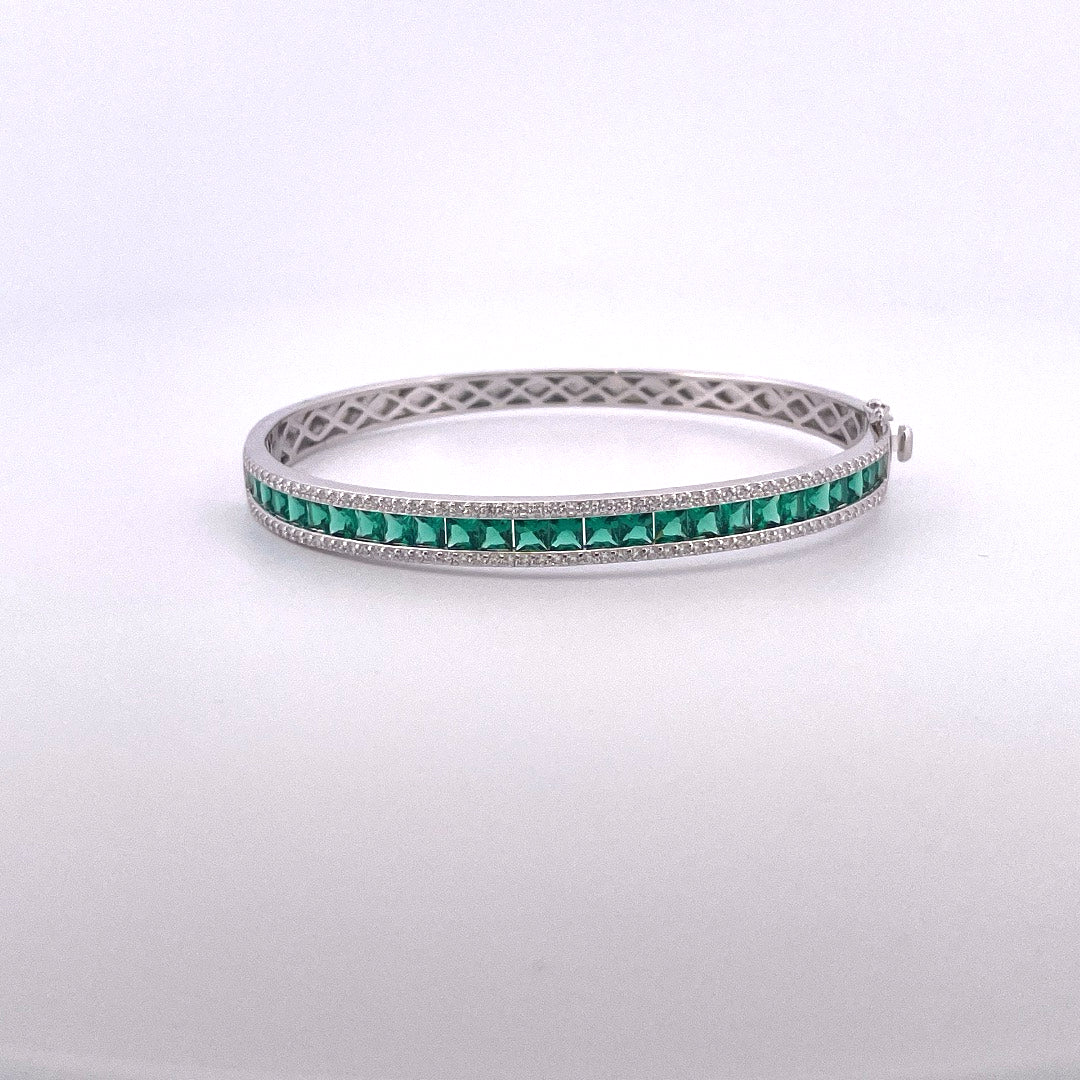 B1229 Silver Green c.z bangle
