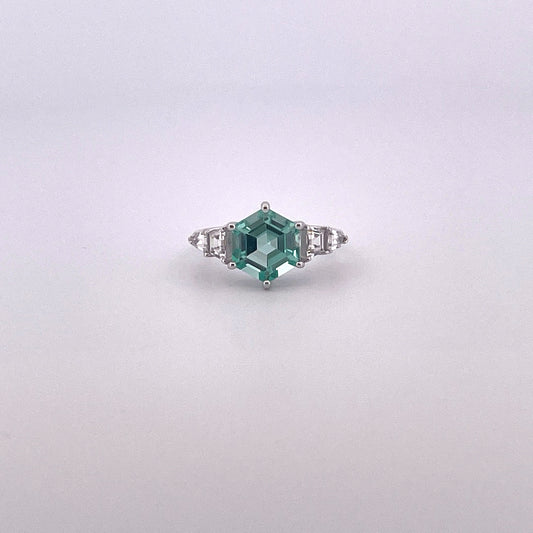 R0908 Silver Mint hexagonal C.Z