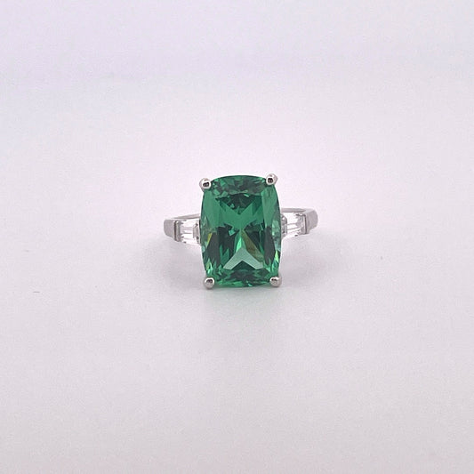 R0912 Silver Green C.Z dress ring