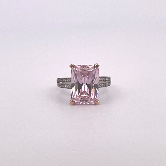R0778 Silver pink C.Z ring