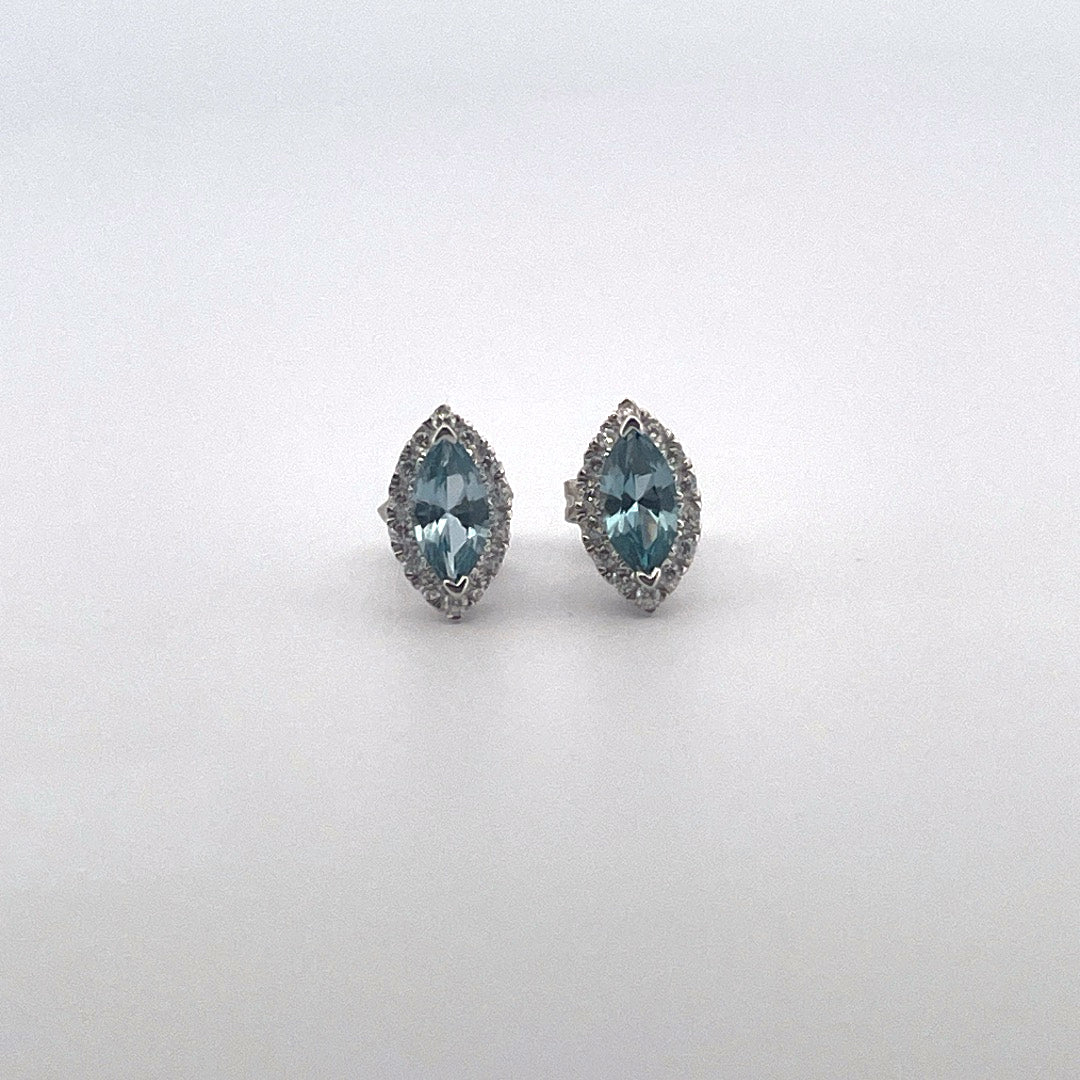 E4178 Silver Marquise Aqua C.Z