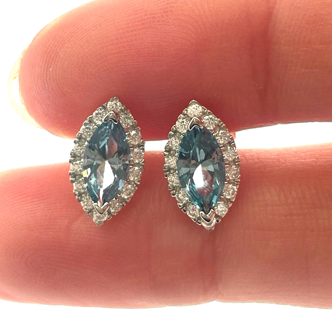 E4178 Silver Marquise Aqua C.Z