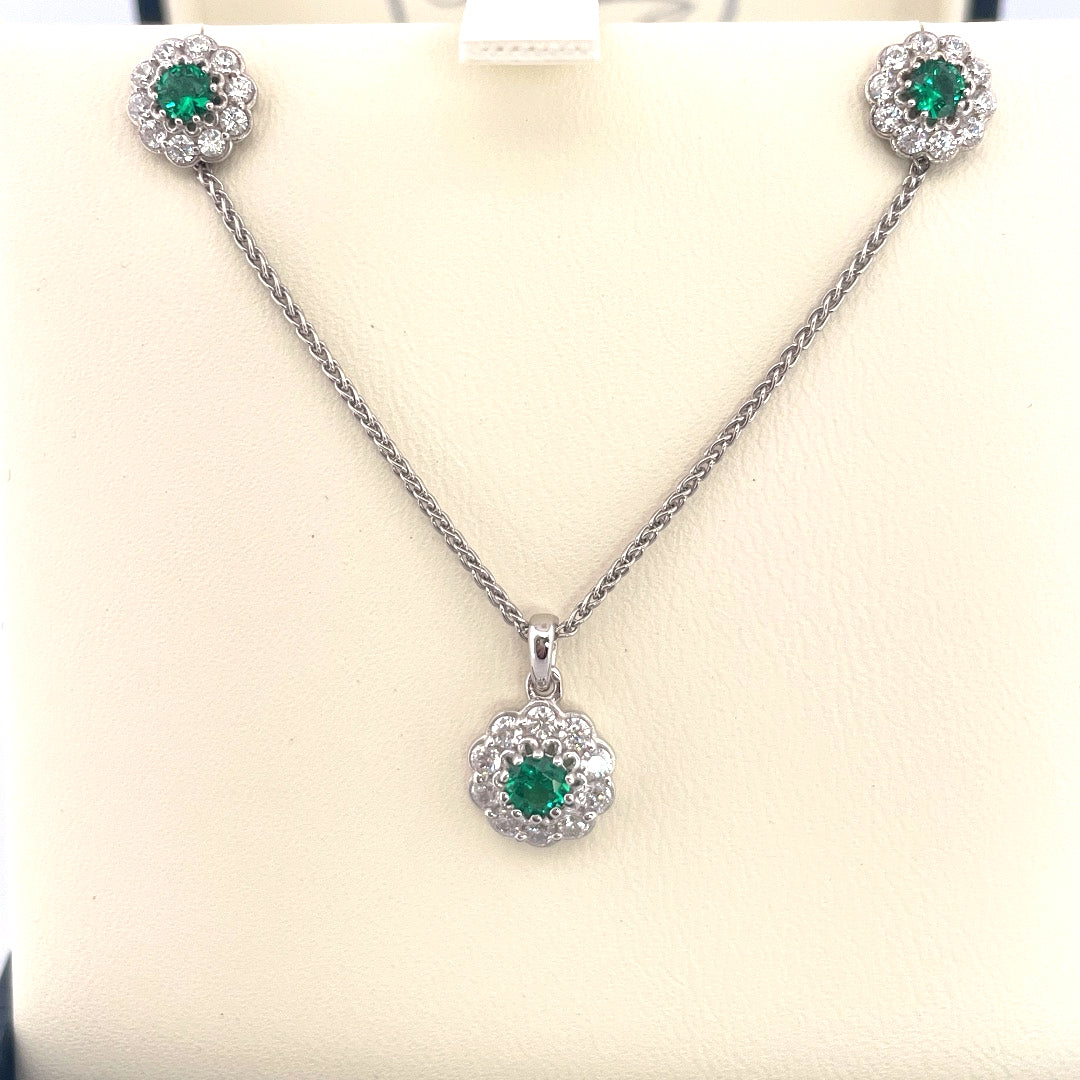 P2547 E4148 Silver Green c.z set