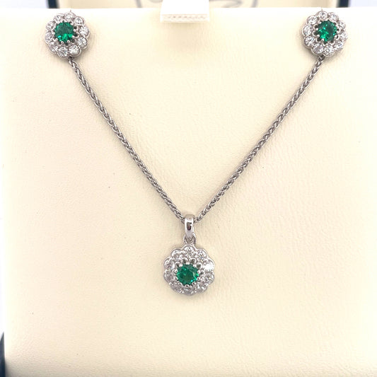 P2547 E4148 Silver Green c.z set