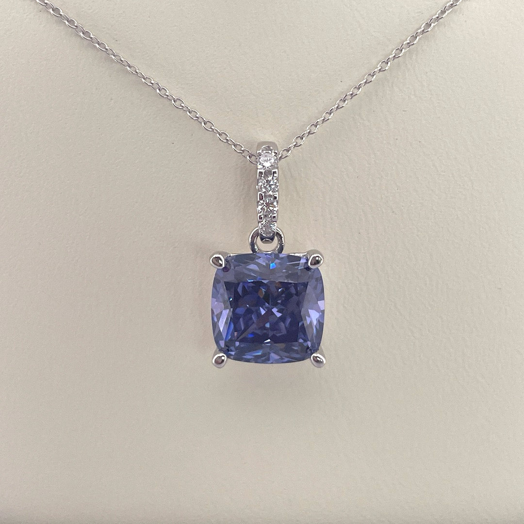 P2814 Silver tanzanite c.z necklace
