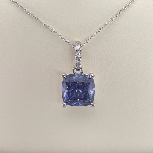 P2814 Silver tanzanite c.z necklace