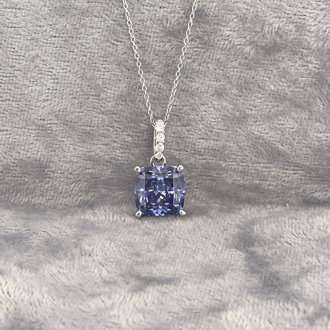 P2814 Silver tanzanite c.z necklace