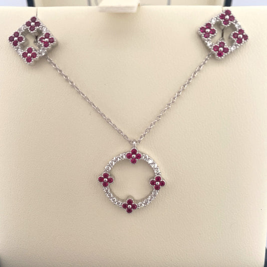 P2813 E4169 Silver red c.z forget me not