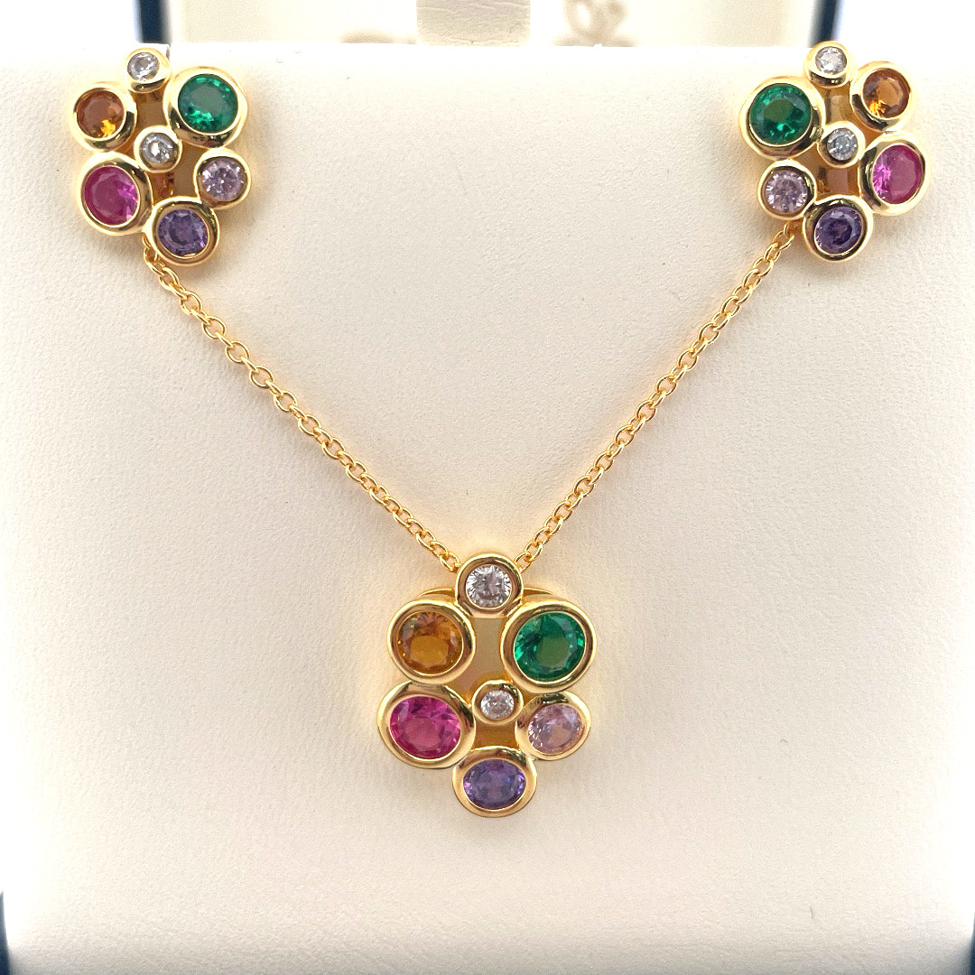 P2767 E4090 gold plated multi colour c.z set