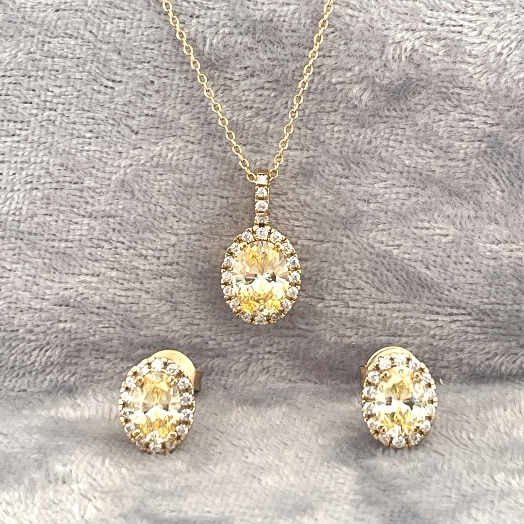 P2795 E4150 gold plated oval yellow c.z cluster set
