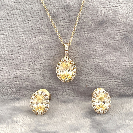 P2795 E4150 gold plated oval yellow c.z cluster set