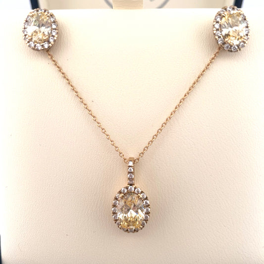 P2795 E4150 gold plated oval yellow c.z cluster set