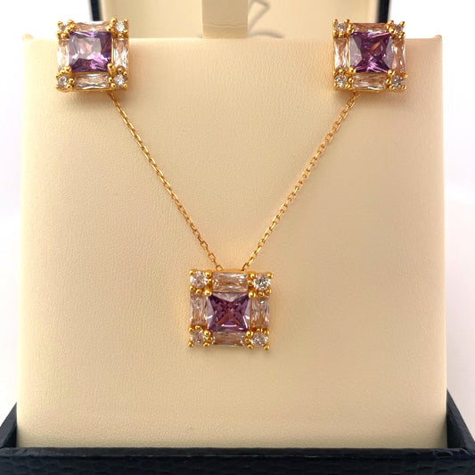 P2801 E4146 gold plated purple c.z cluster set