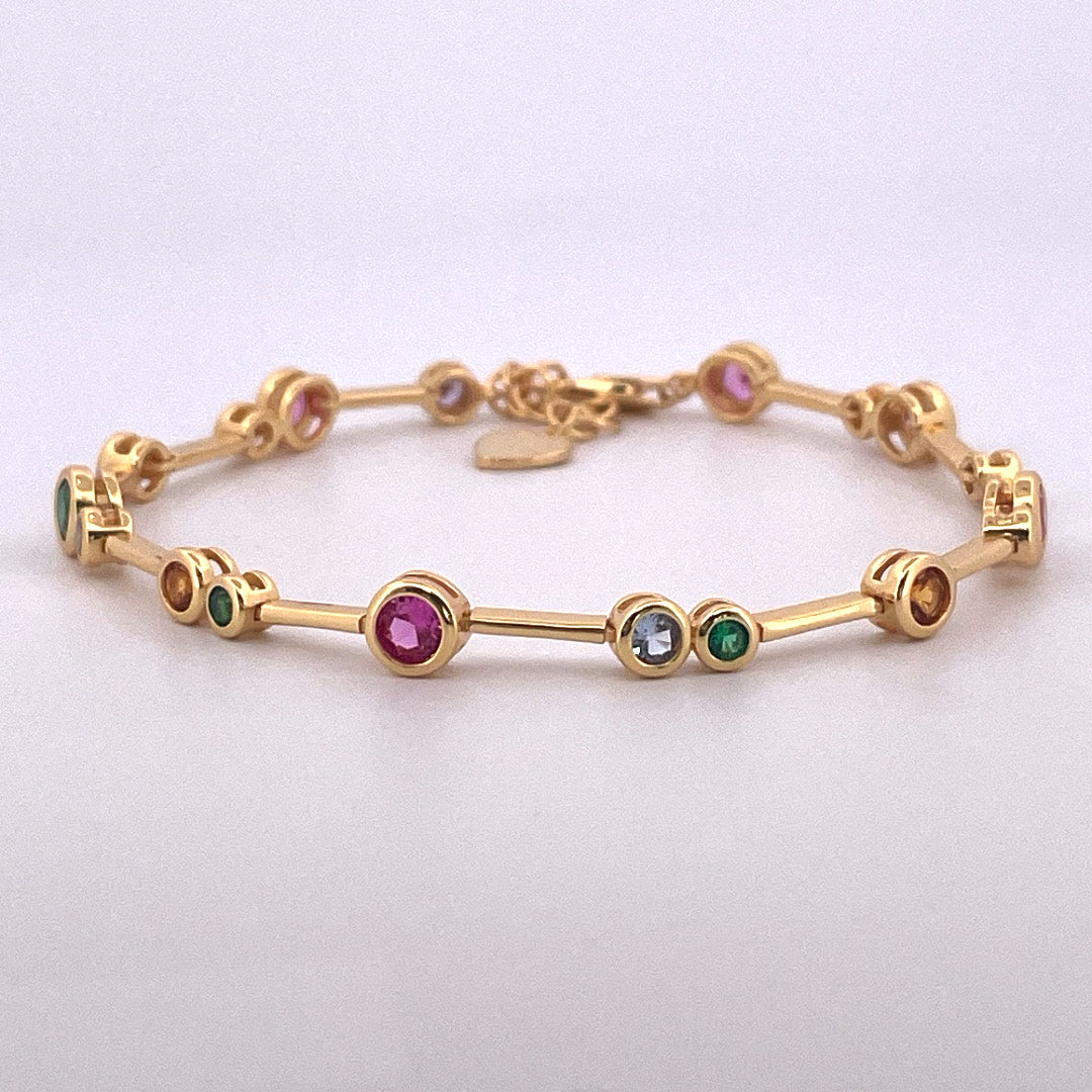 B1227 gold plated multi colour bracelet