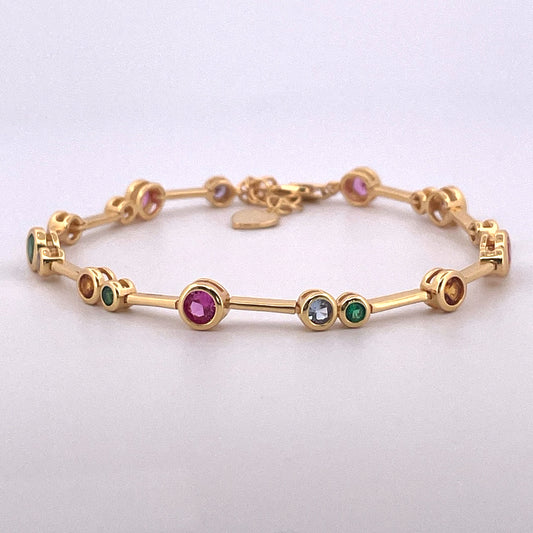B1227 gold plated multi colour bracelet