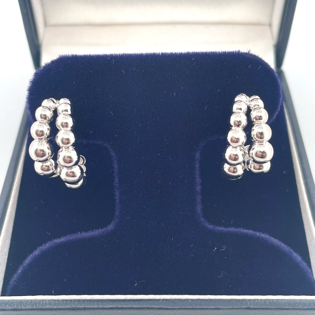 E4128 Silver bubble style double hoop