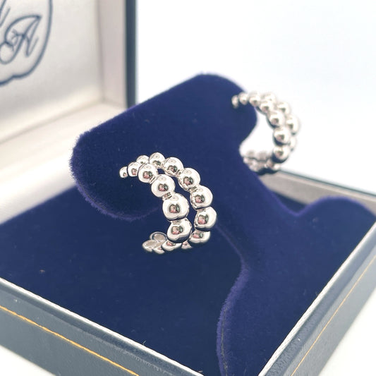 E4128 Silver bubble style double hoop