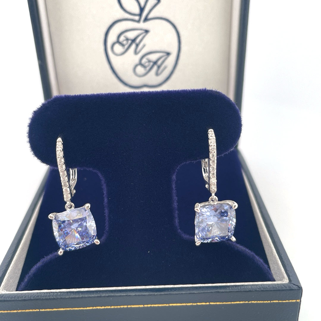 E4167 Silver tanzanite c.z hoop drops