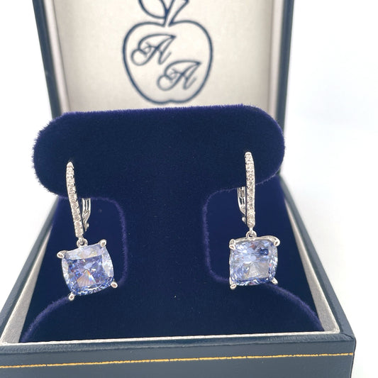 E4167 Silver tanzanite c.z hoop drops