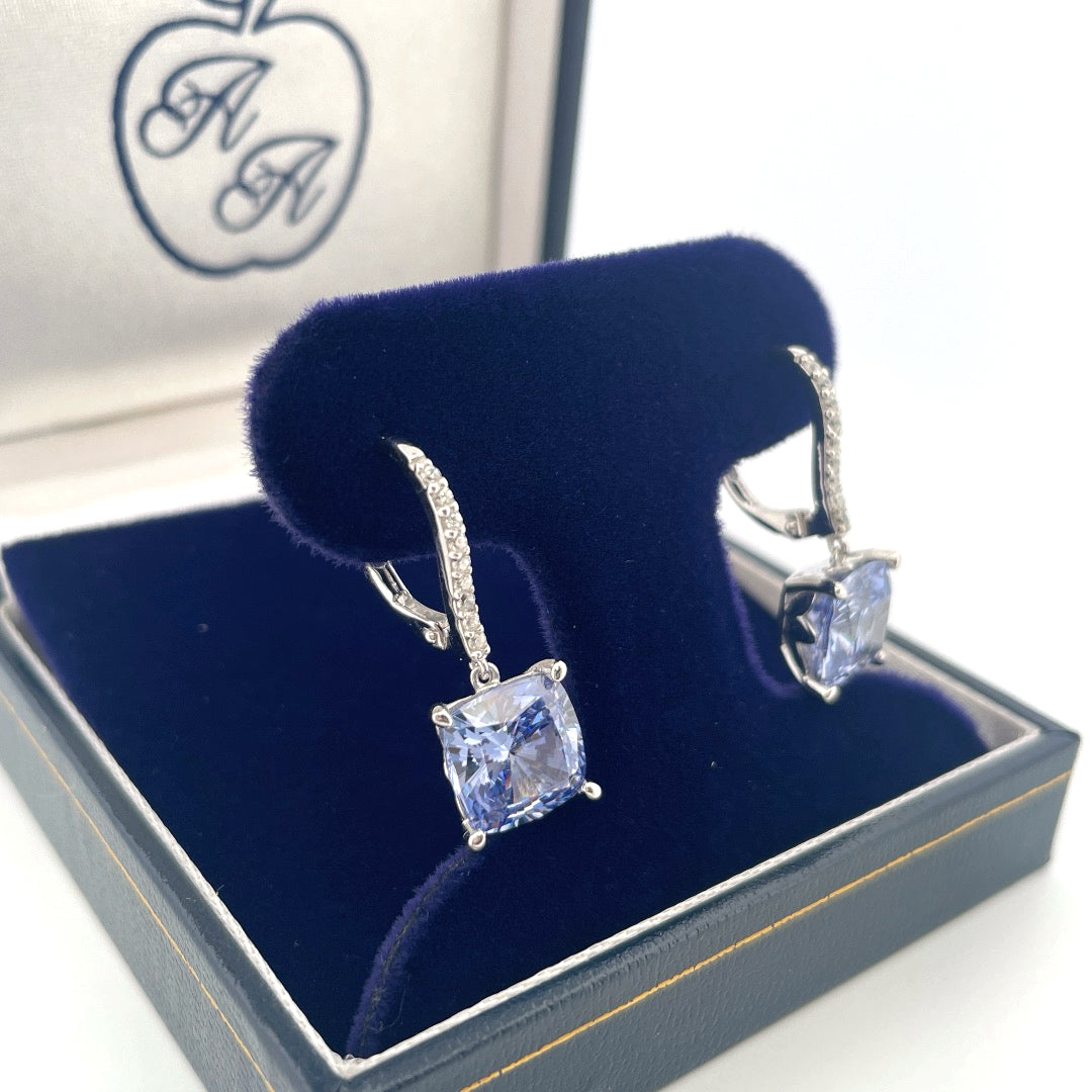 E4167 Silver tanzanite c.z hoop drops