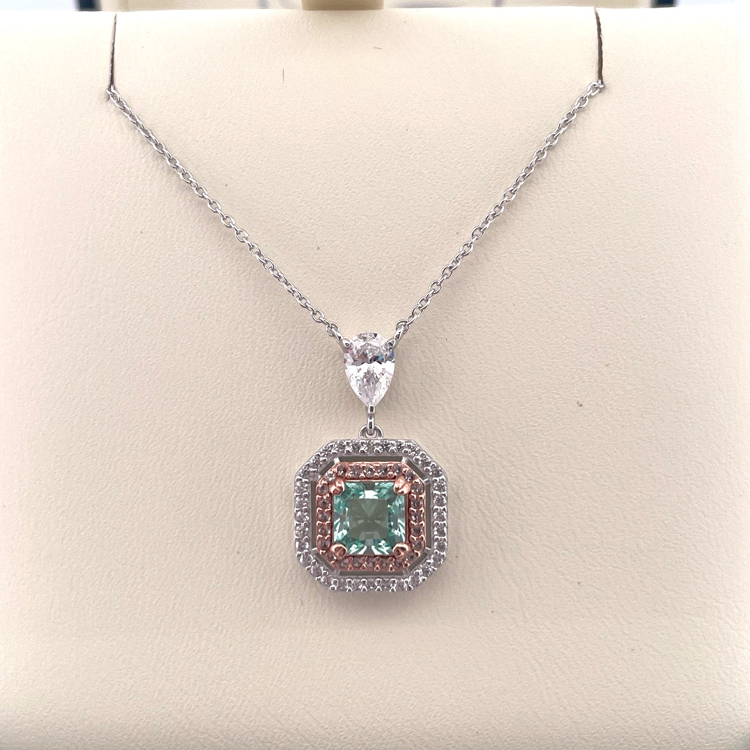 P2797 Silver mint c.z art deco cluster