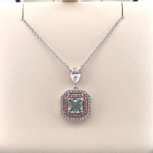 P2797 Silver mint c.z art deco cluster