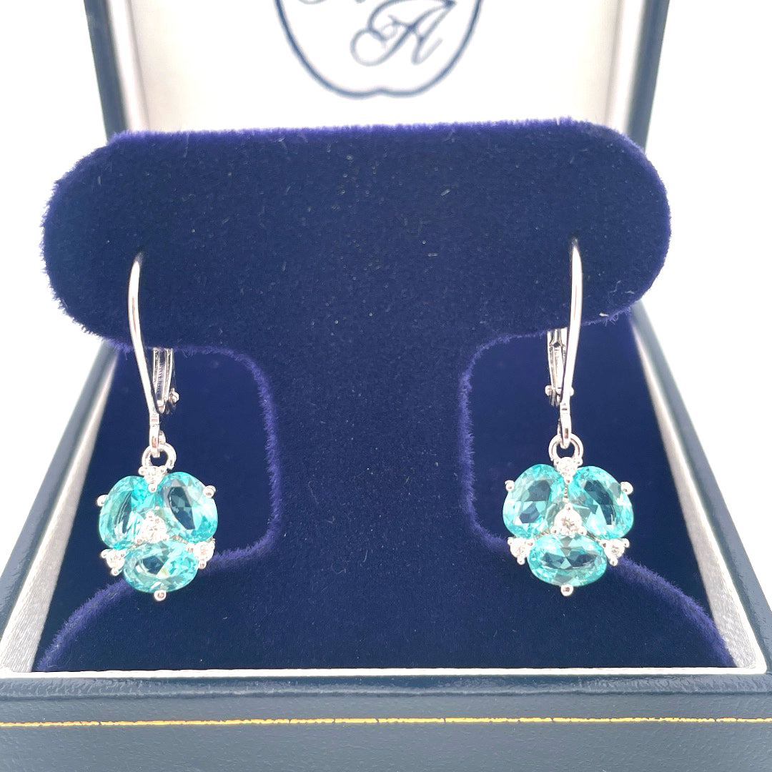 E4166 Silver Aqua c.z flower style
