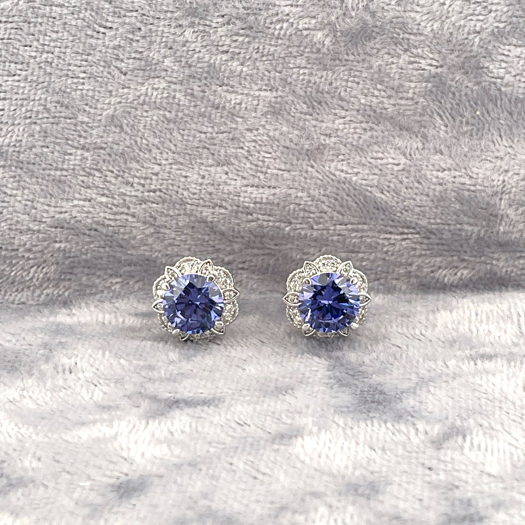 E4174 Silver tanzanite c.z vintage style clusters