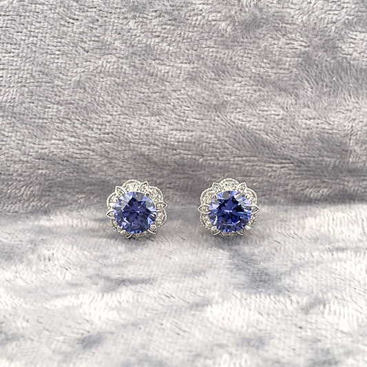 E4174 Silver tanzanite c.z vintage style clusters