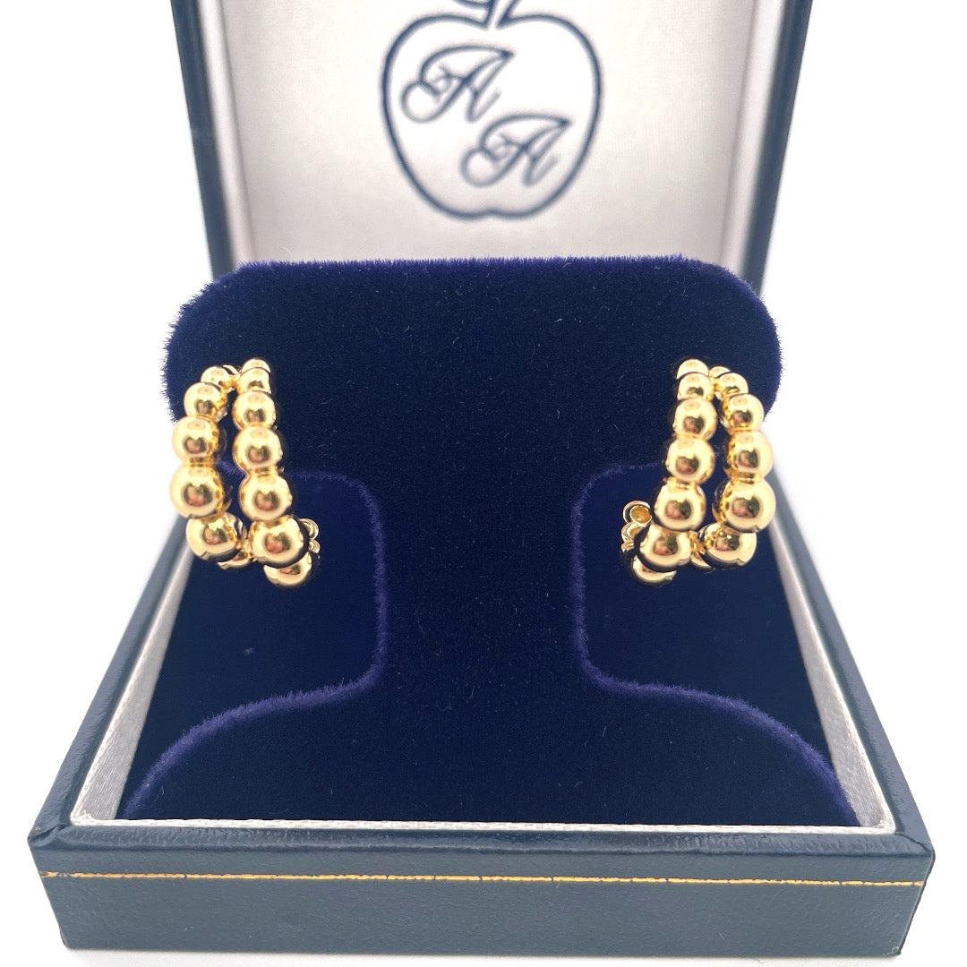 E4135 Gold plated silver double bubble hoops