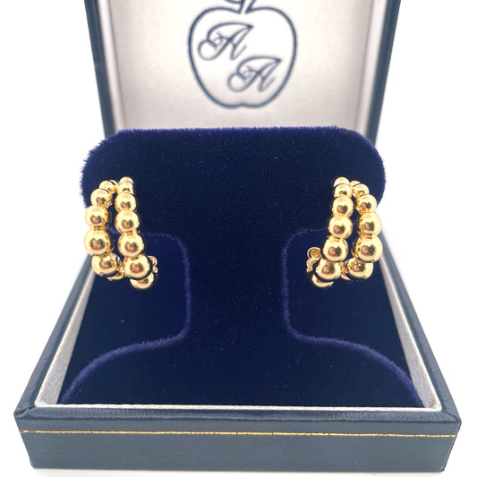 E4135 Gold plated silver double bubble hoops