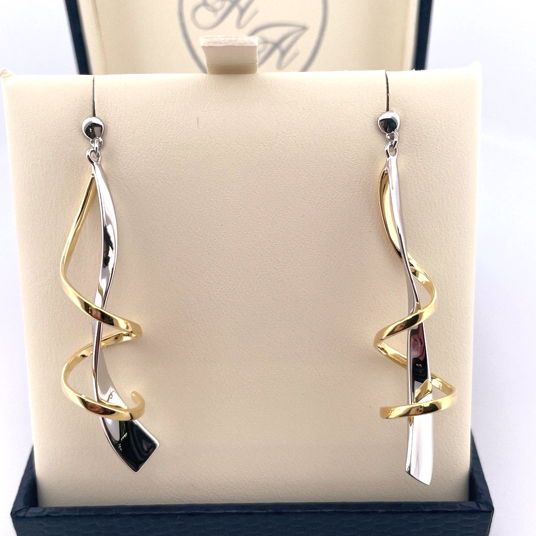 E4121 Silver and gold plated twist drops