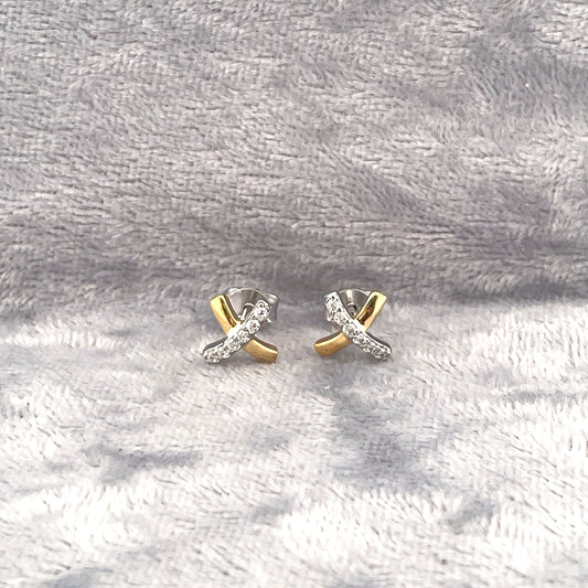 E4133 Silver and gold plated c.z set crosses