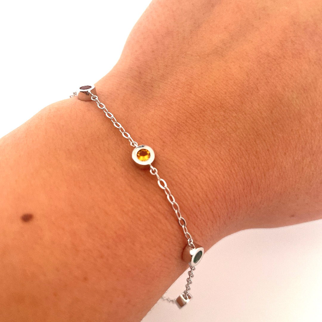 B1235 Silver rainbow c.z bracelet