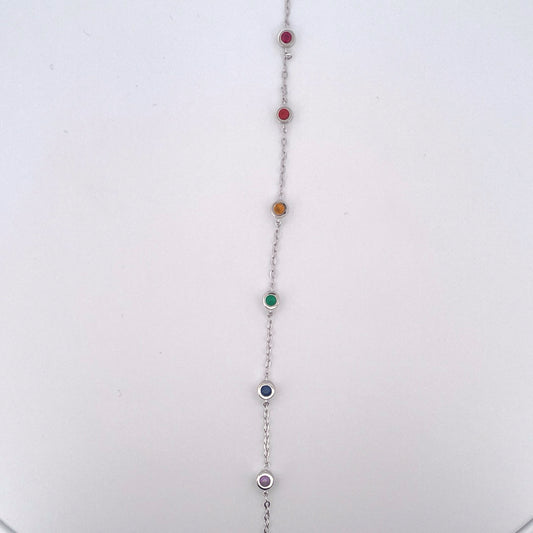 B1235 Silver rainbow c.z bracelet