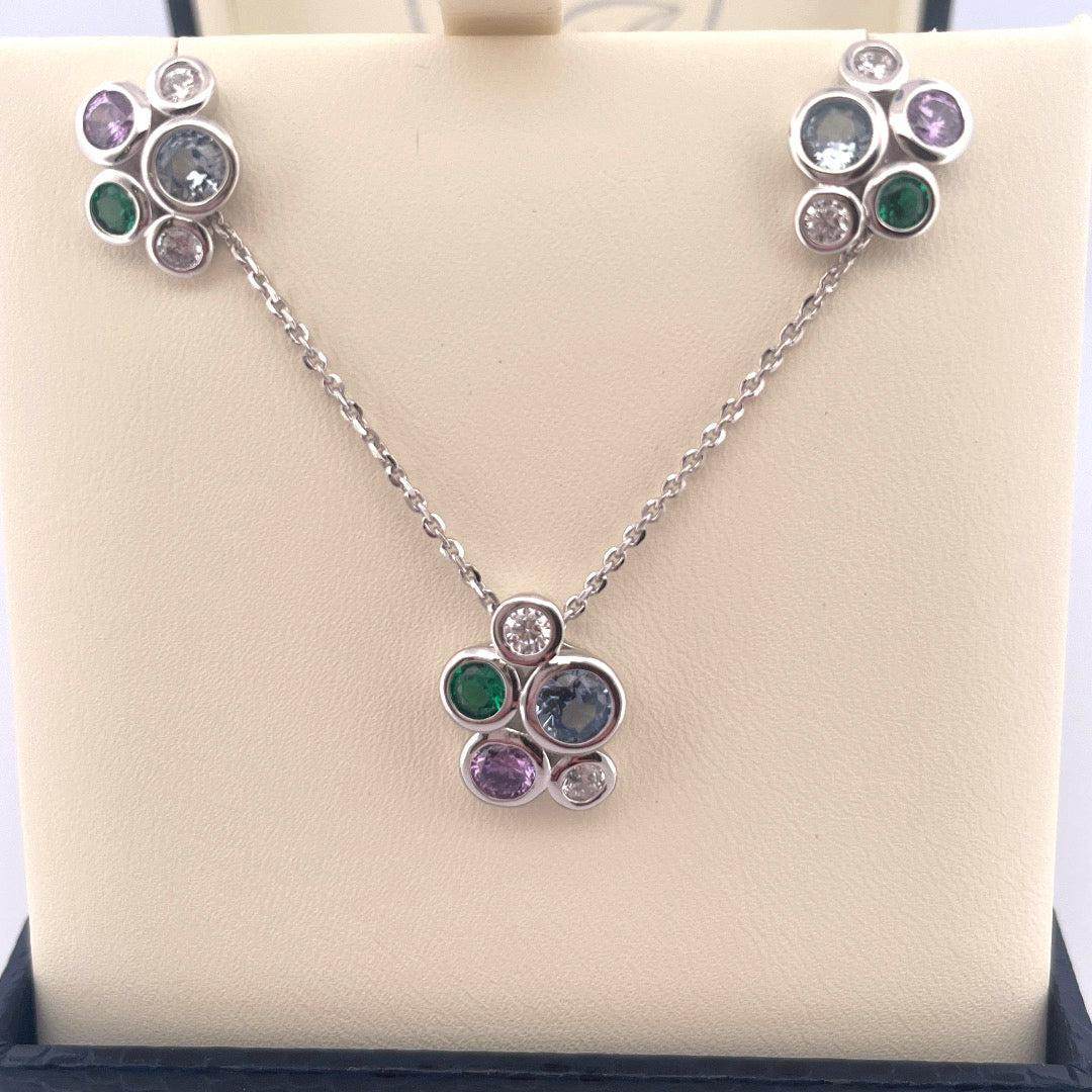 P2793 E4122 Silver multi c.z bubble set