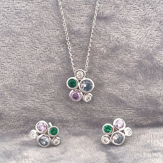 P2793 E4122 Silver multi c.z bubble set