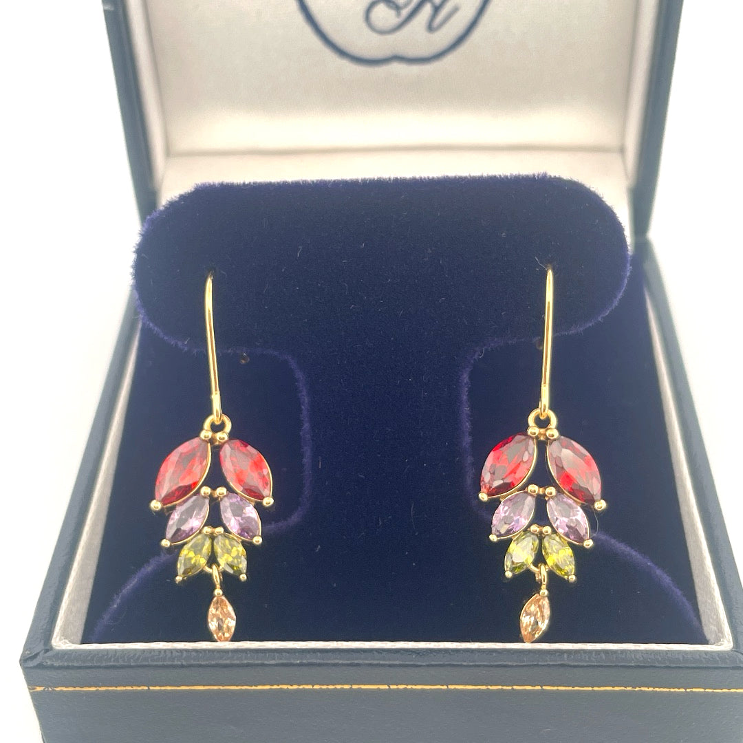 E4130 gold plated silver autumn leaf drops