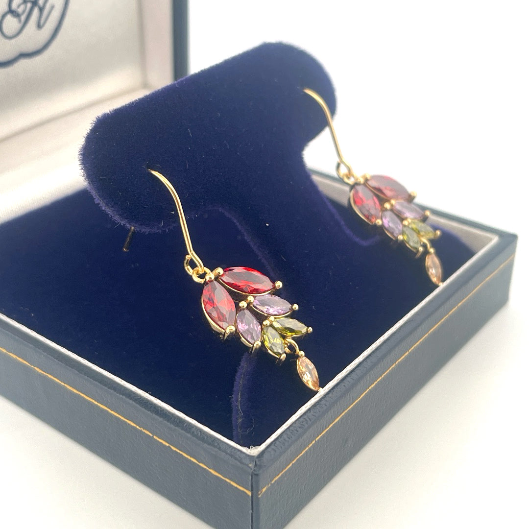 E4130 gold plated silver autumn leaf drops