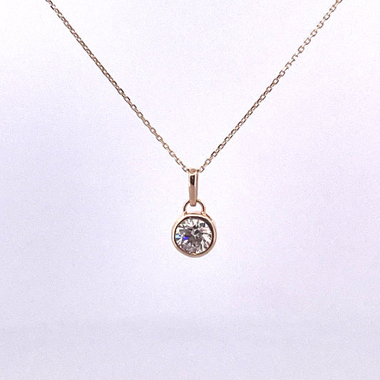 P2818 9ct gold Rubover lab grown diamond pendant