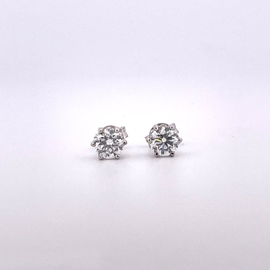 E4051 18ct white gold lab grown diamond 6 claw set studs