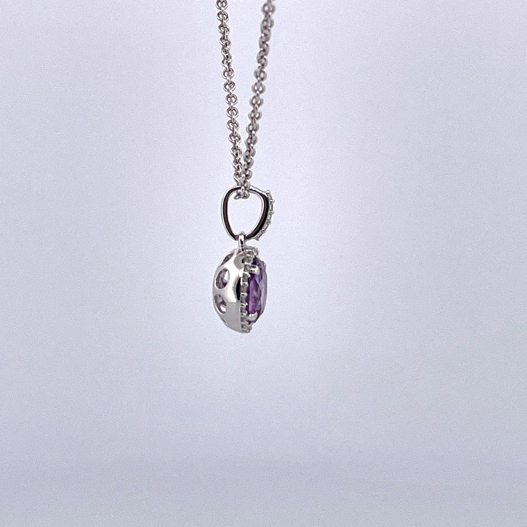 P2597 9ct White Gold Amethyst and Diamond cluster